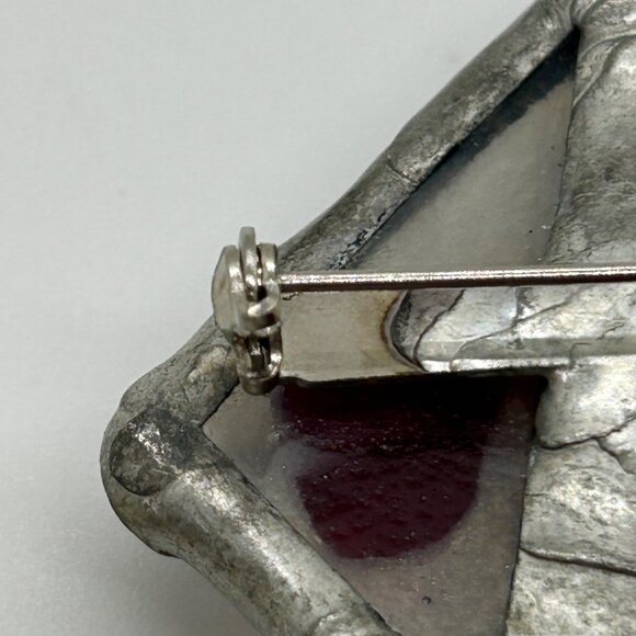 Abstract Modernist Handmade Brooch Stained Glass Brutalist Style Geometric OFAK - Picture 12 of 16